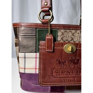 Coach Vintage Brown Leather/Canvas Holiday Patchwork Gallery Tote LNWOT
